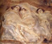 Jules Pascin Three nude lade of lie France oil painting artist